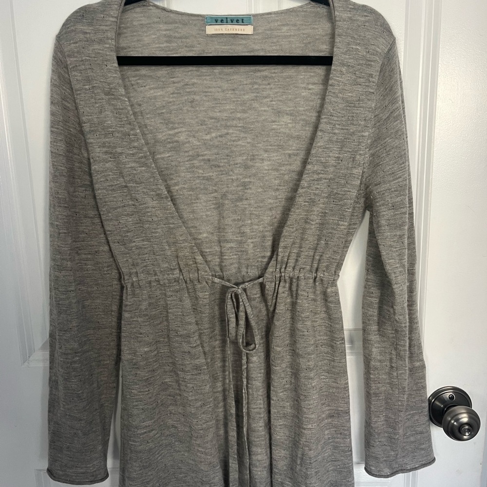 Velvet Light Gray Cashmere Top